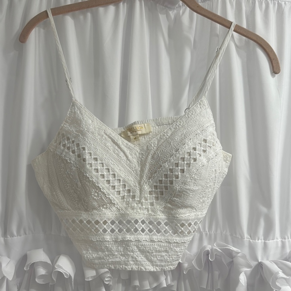 White Lace Cropped Camisole